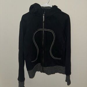 Lululemon Scuba - Vintage (2012) Black Hooded Jacket with Striped Accents